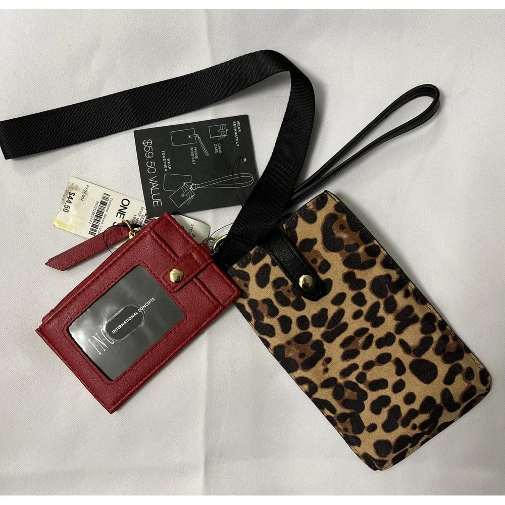 I.N.C. INTERNATIONAL CONCEPTS Ashlii Lanyard Women's One  Size Leopard/Red
